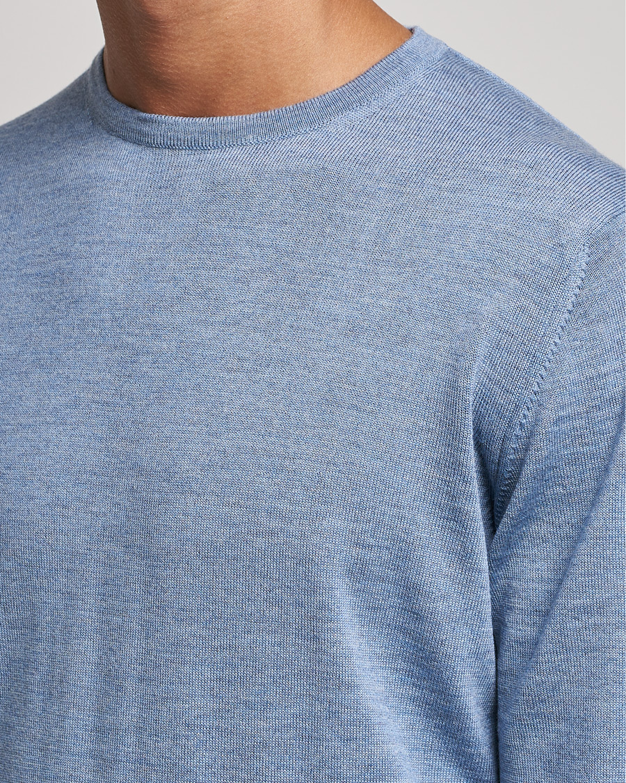 Herren | Pullover | Stenströms | Merino Crew Neck Light Blue
