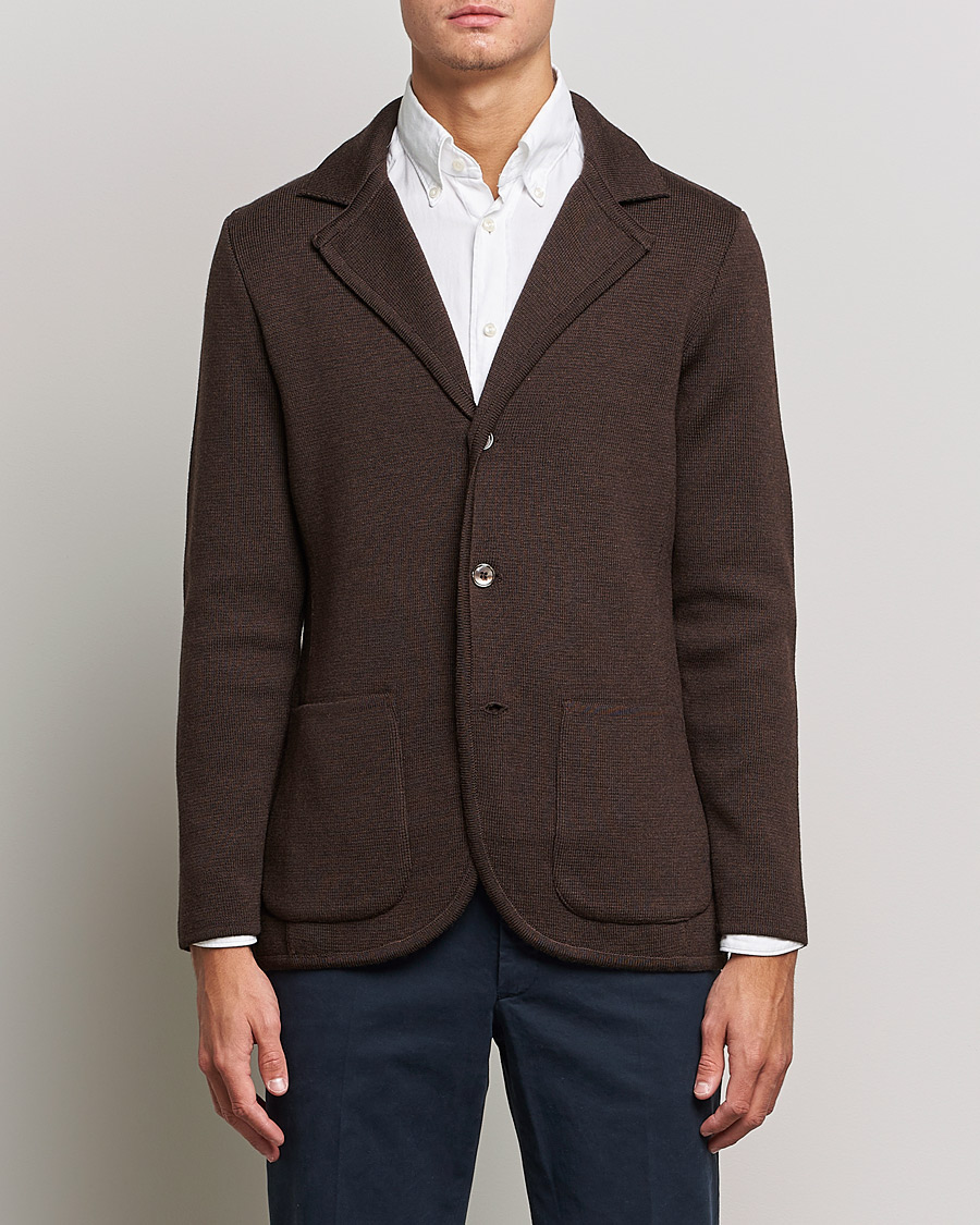 Herren | Sakkos | Stenströms | Milano Knitted Merino Blazer Brown