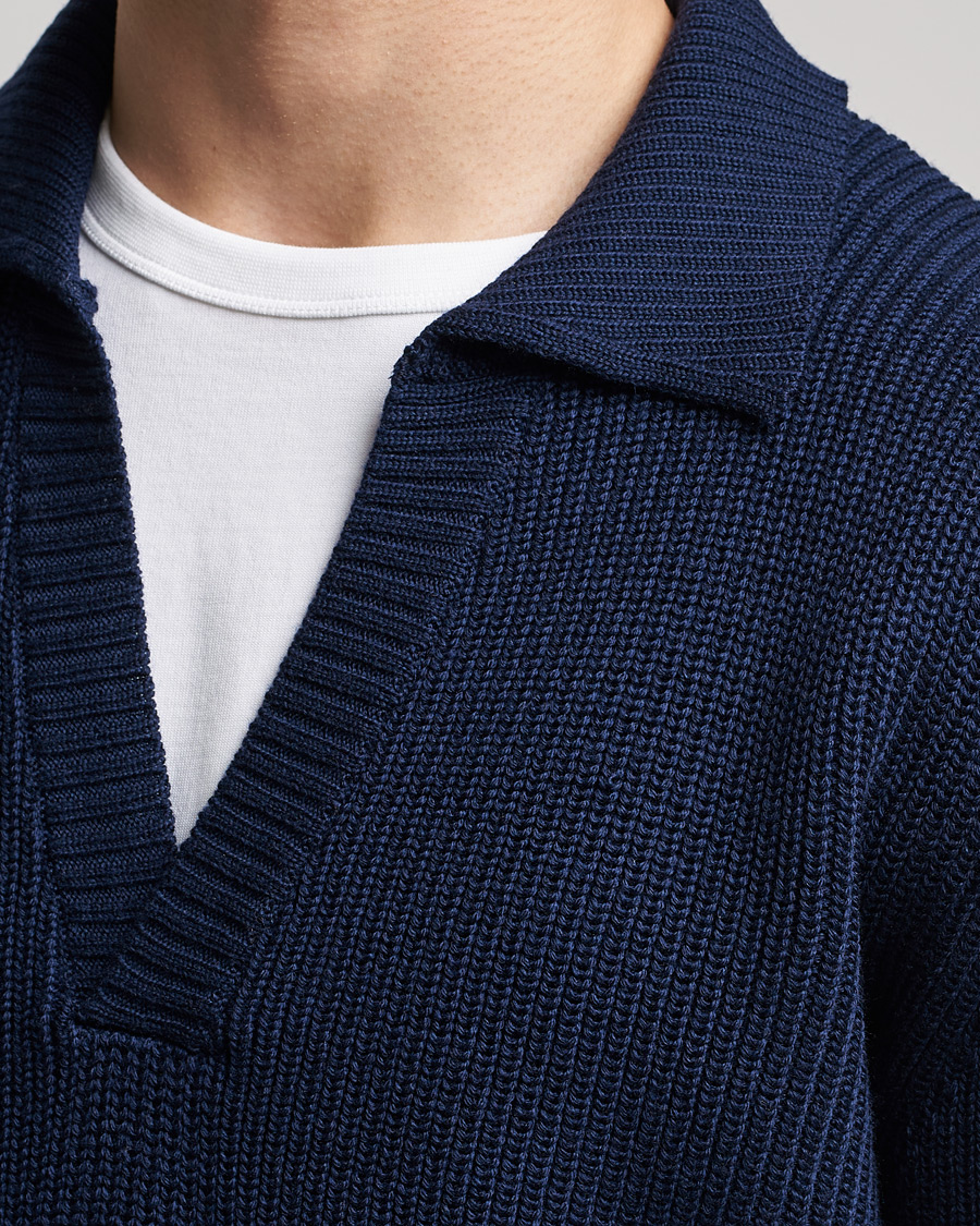 Herren | Pullover | Stenströms | Chunky Merino Polo Navy