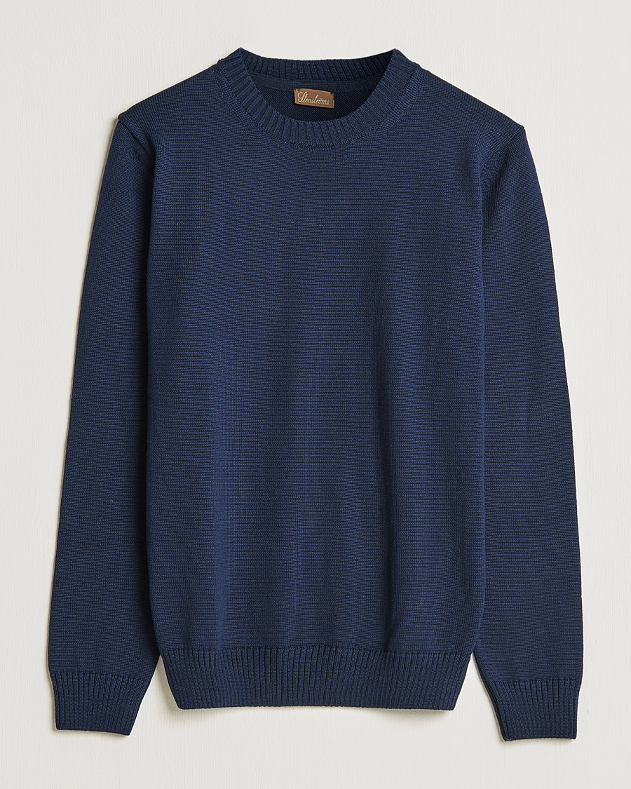 Herren | Pullover | Stenströms | Chunky Merino Crew Neck Navy