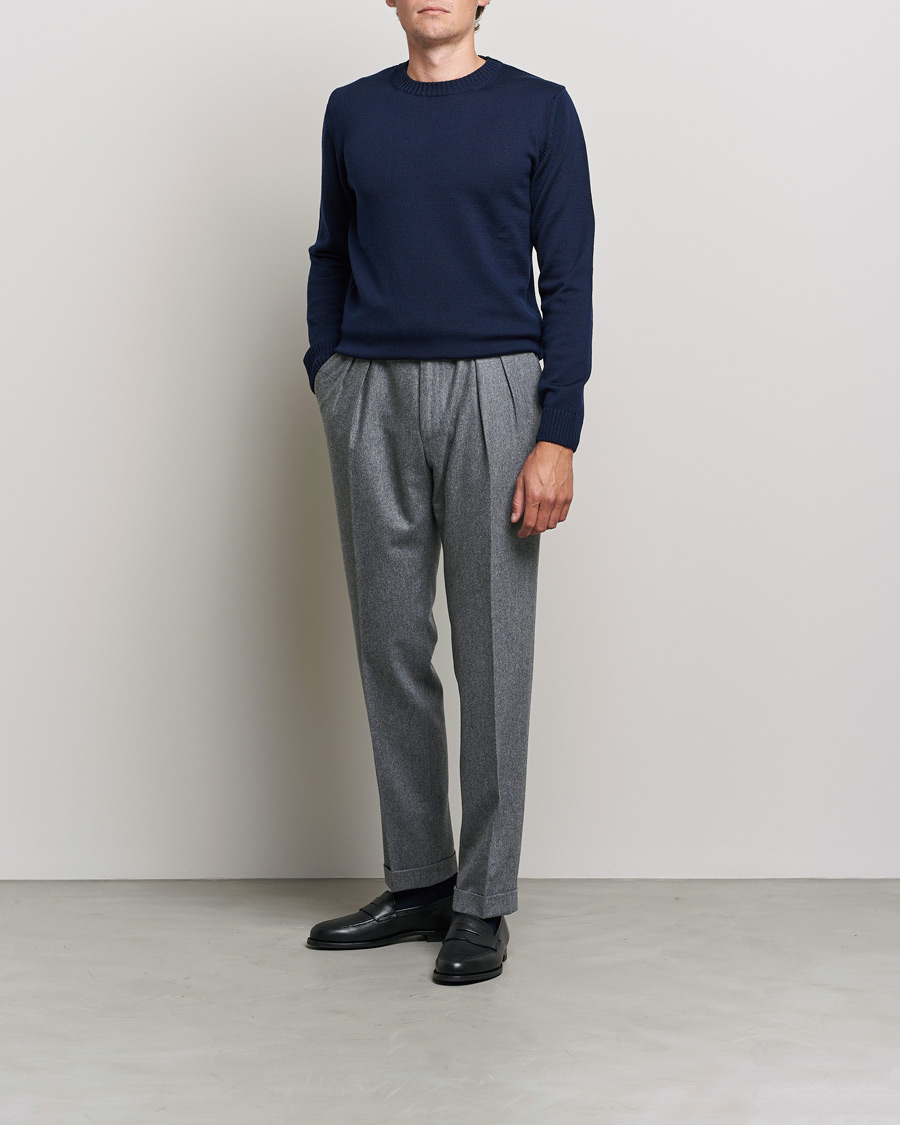 Herren | Pullover | Stenströms | Chunky Merino Crew Neck Navy