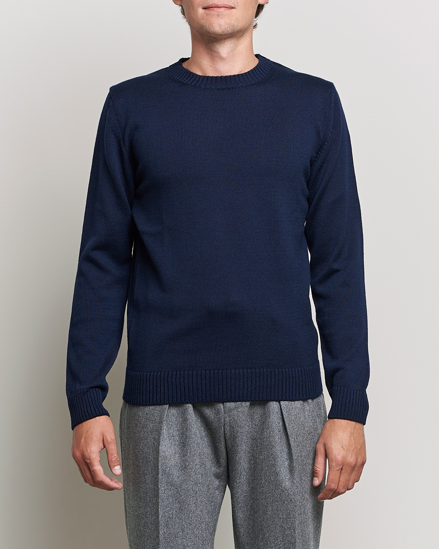 Herren | Pullover | Stenströms | Chunky Merino Crew Neck Navy