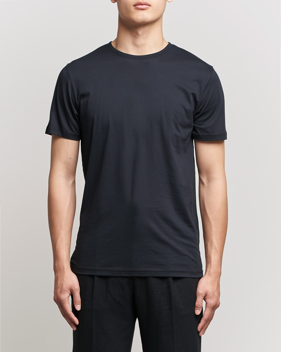 Herren | Kurzarm T-Shirt | Stenströms | Solid Cotton T-Shirt Black
