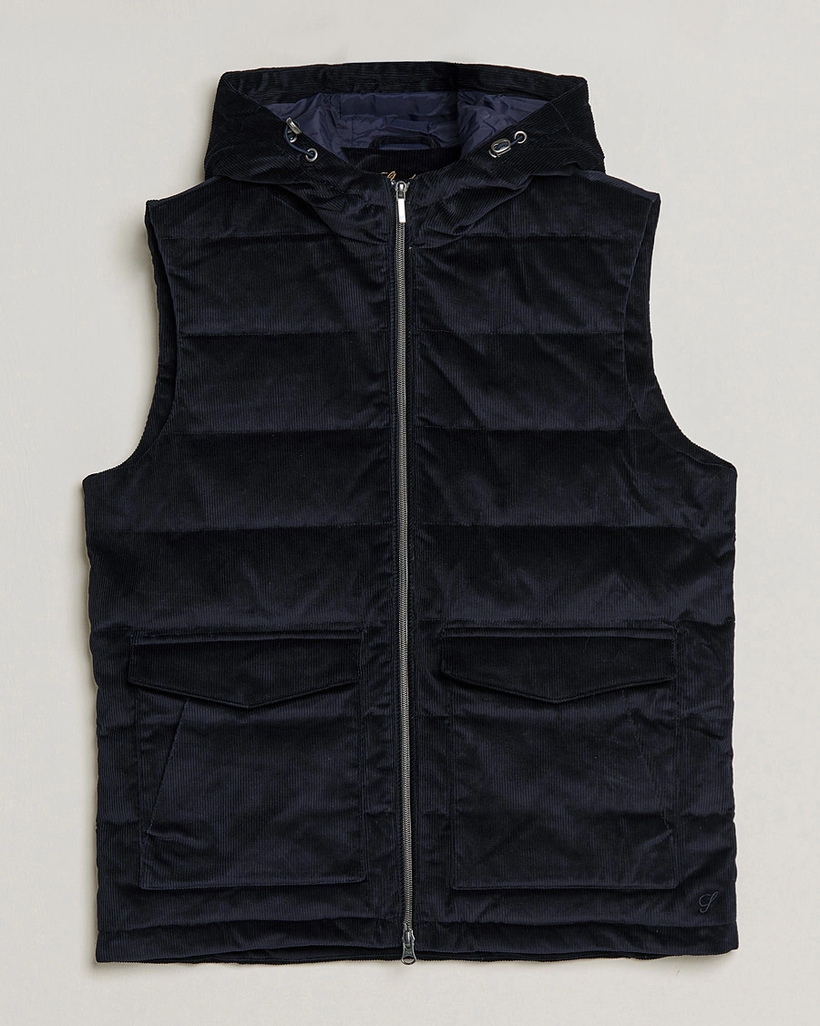 Herren | Jacken | Stenströms | Hooded Corduroy Vest Navy