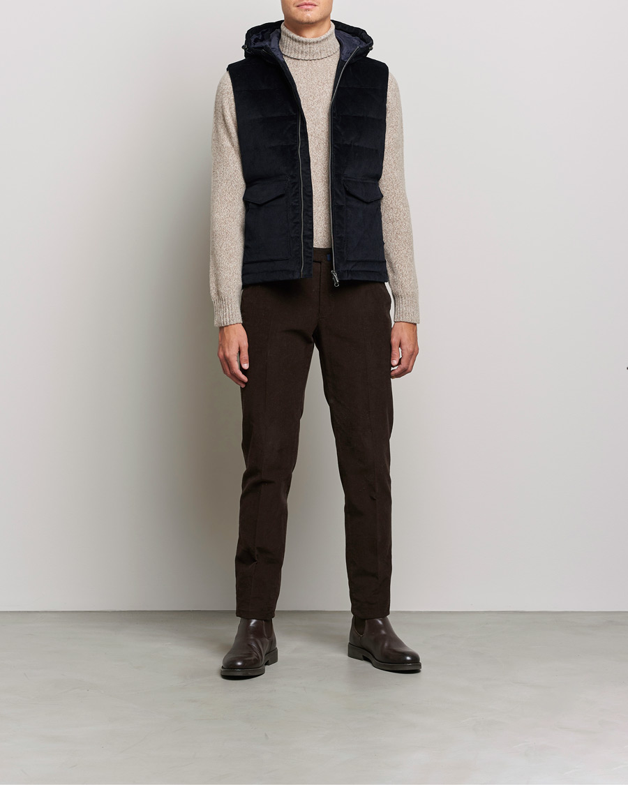 Herren | Jacken | Stenströms | Hooded Corduroy Vest Navy