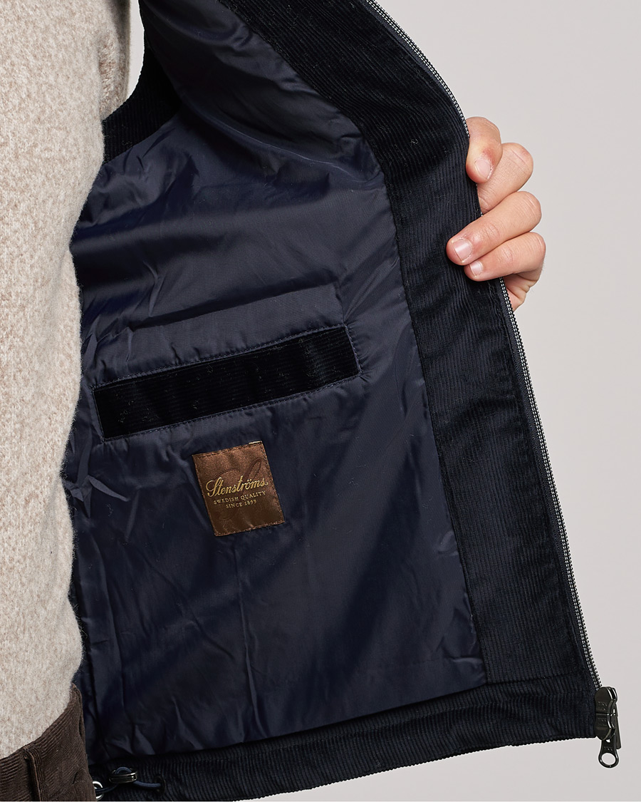 Herren | Jacken | Stenströms | Hooded Corduroy Vest Navy