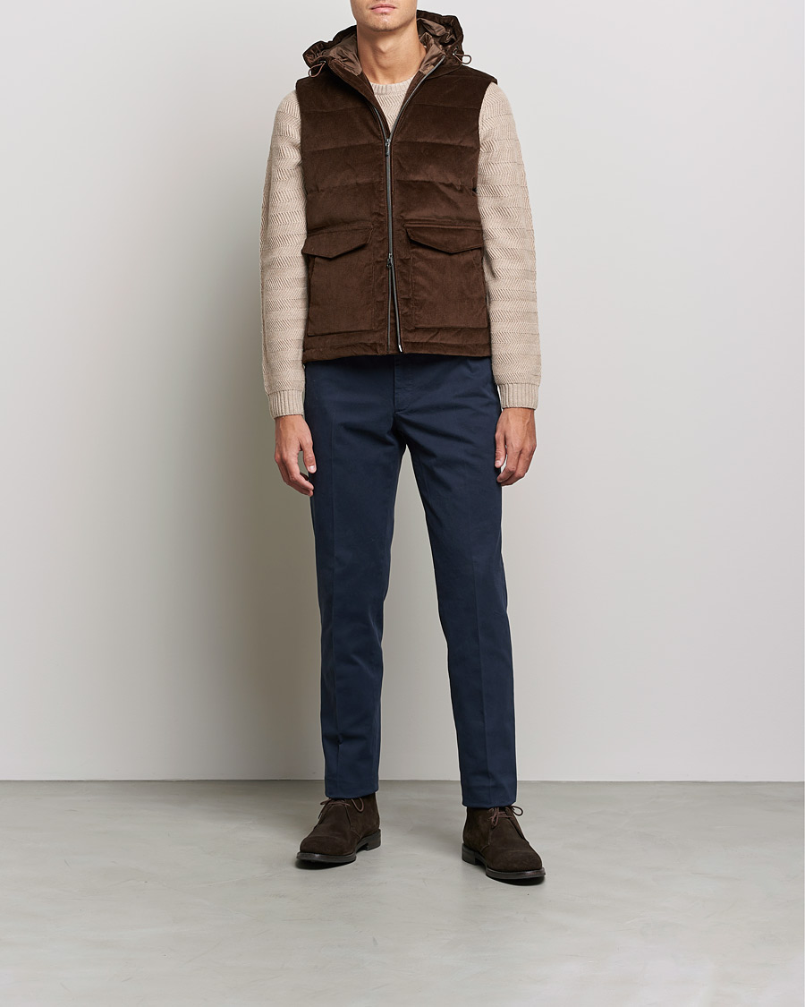 Herren | Jacken | Stenströms | Hooded Corduroy Vest Brown