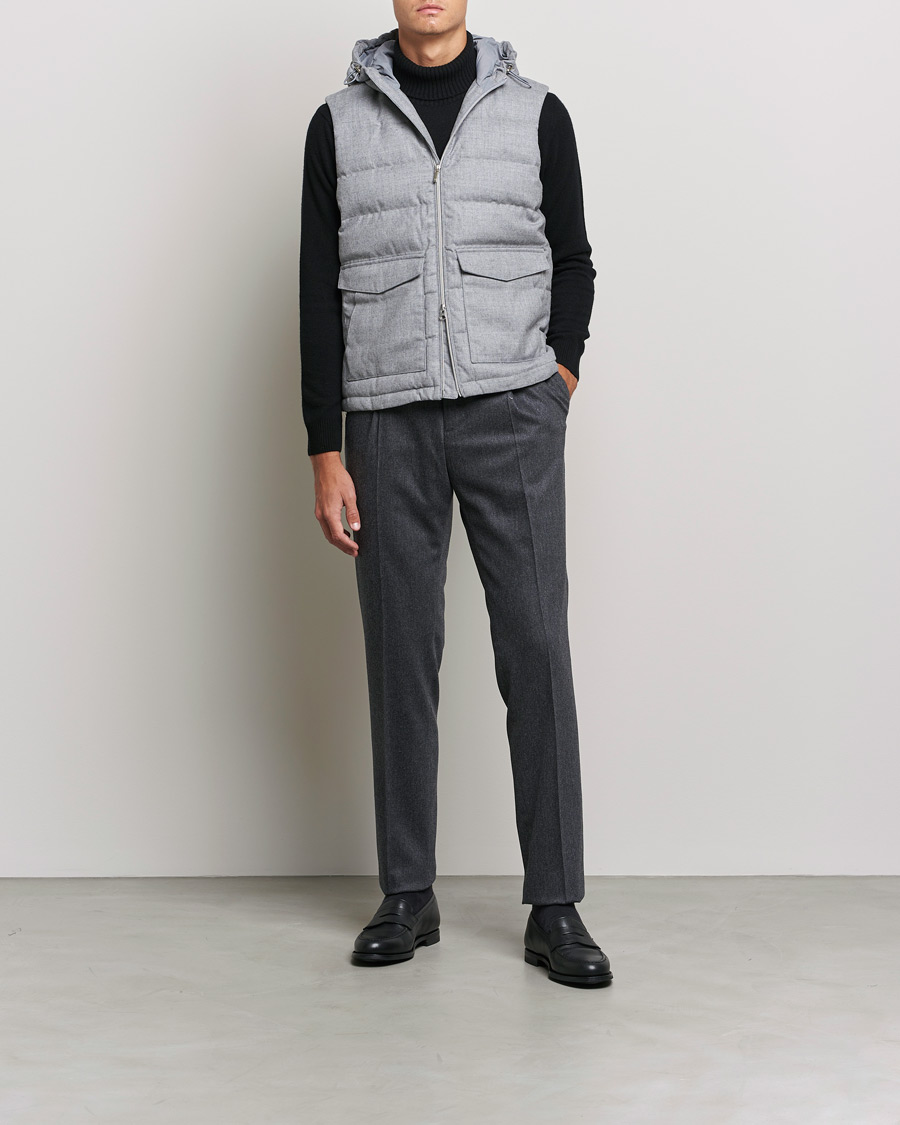 Herren | Jacken | Stenströms | Hooded Flannel Vest Grey