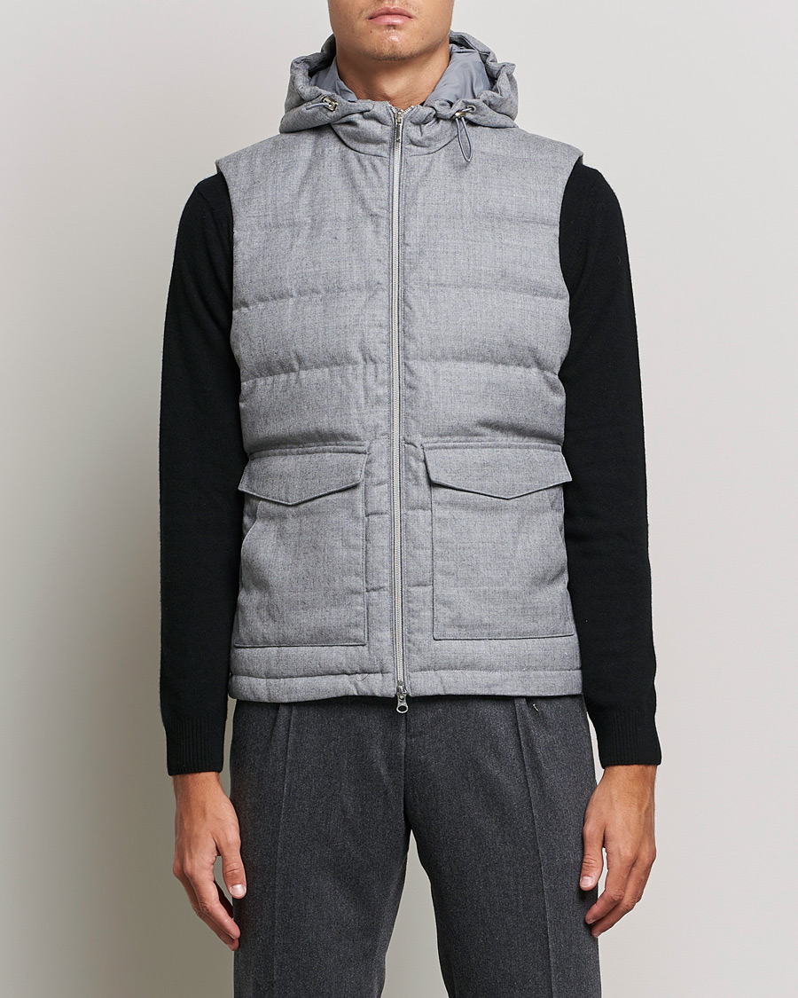 Herren | Jacken | Stenströms | Hooded Flannel Vest Grey