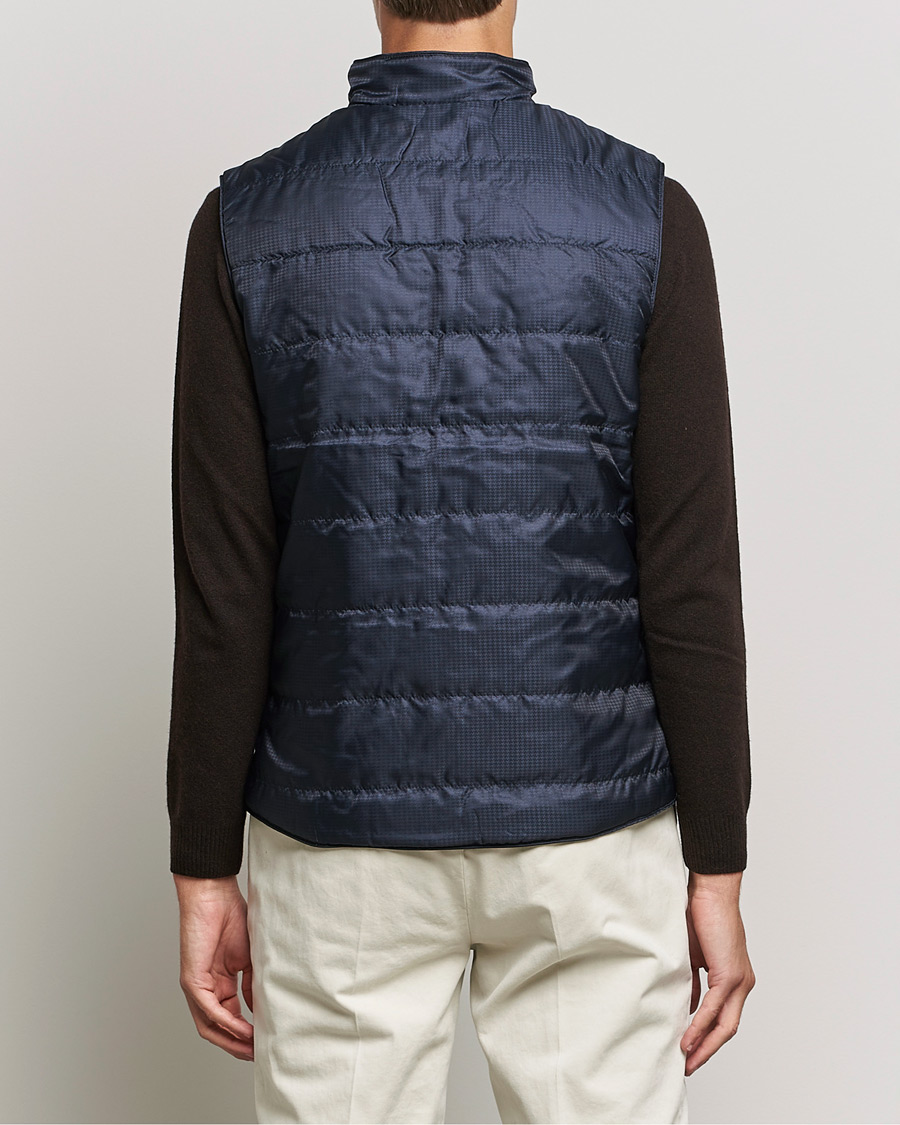 Herren | Jacken | Stenströms | Houndstooth Padded Nylon Vest Navy