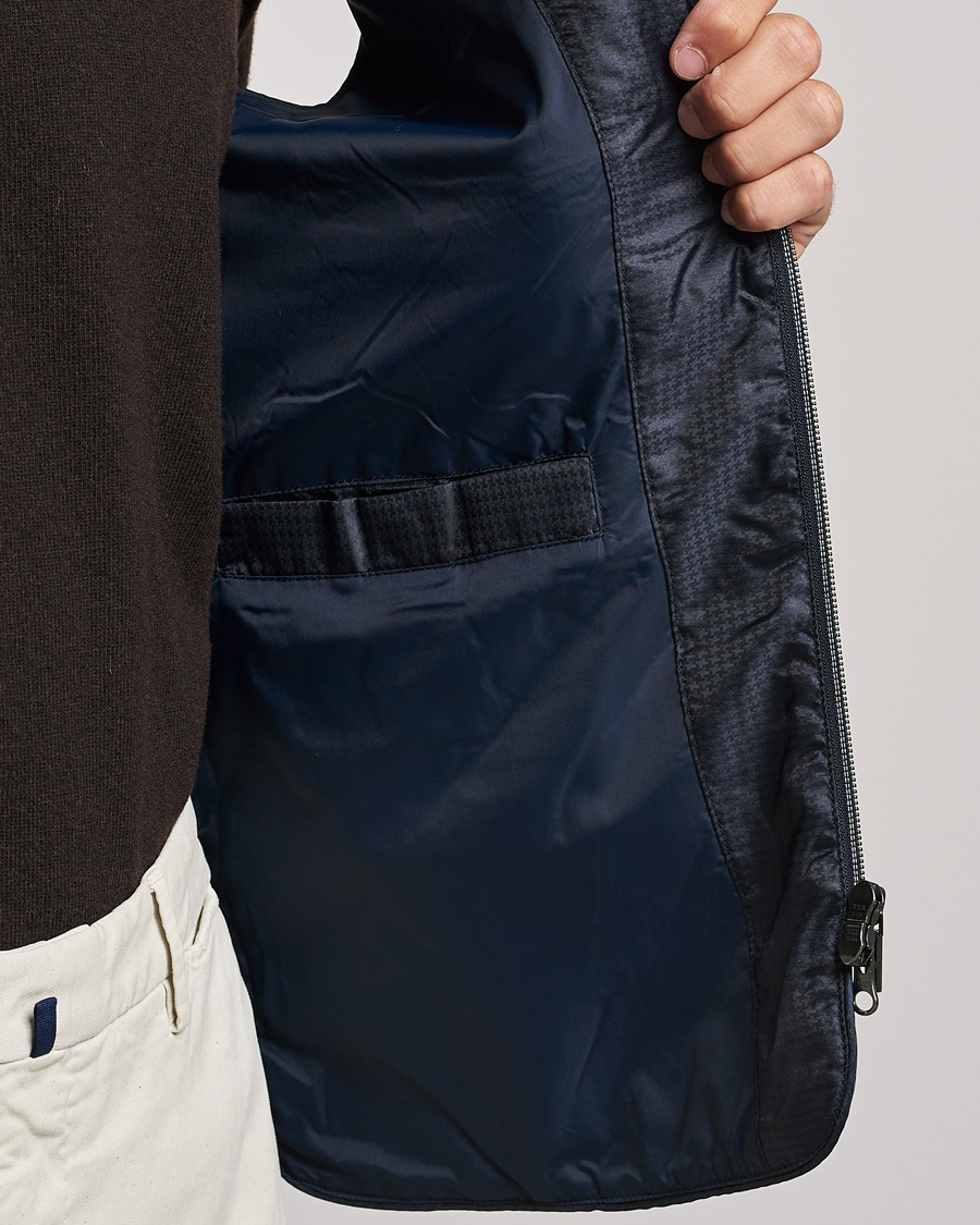 Herren | Jacken | Stenströms | Houndstooth Padded Nylon Vest Navy