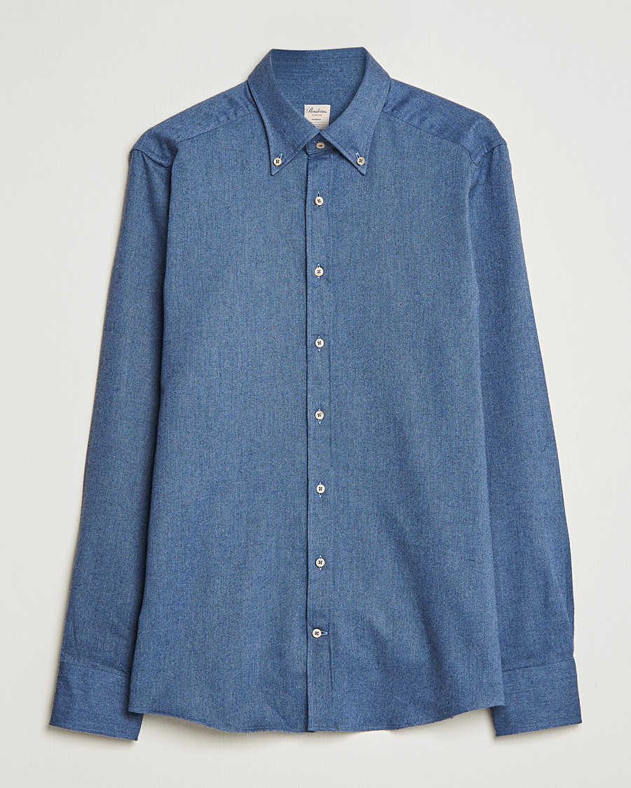 Herren | Hemden | Stenströms | Slimline Flannel Shirt Blue