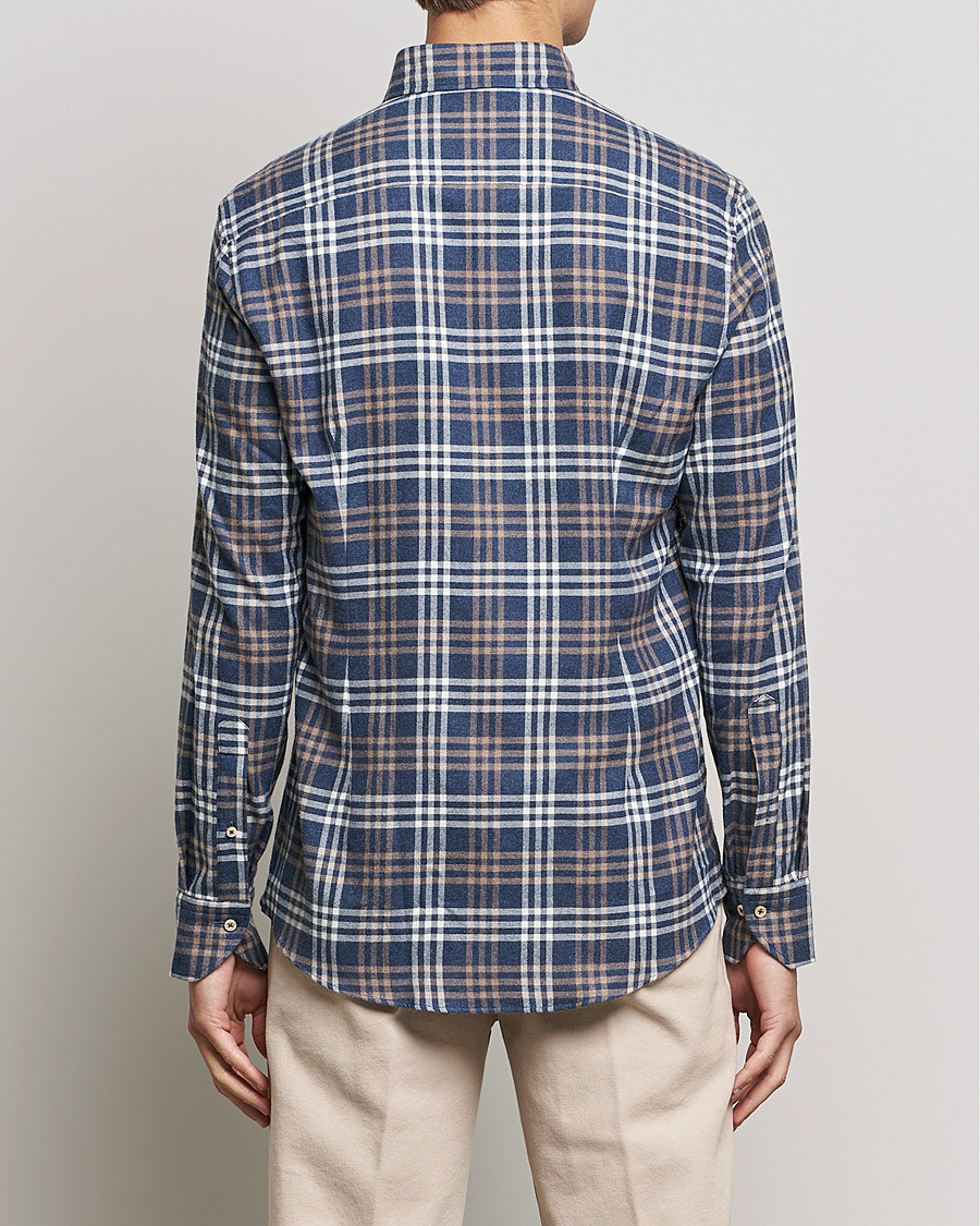 Herren | Hemden | Stenströms | Slimline Checked Flannel Shirt Blue