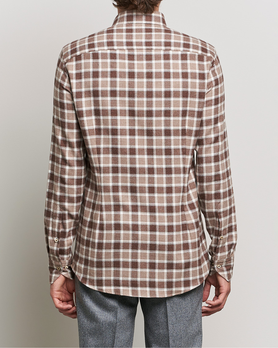 Herren | Hemden | Stenströms | Slimline Checked Flannel Shirt Brown
