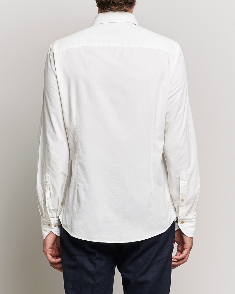 Herren | Hemden | Stenströms | Slimline Washed Cut Away Corduroy Shirt White
