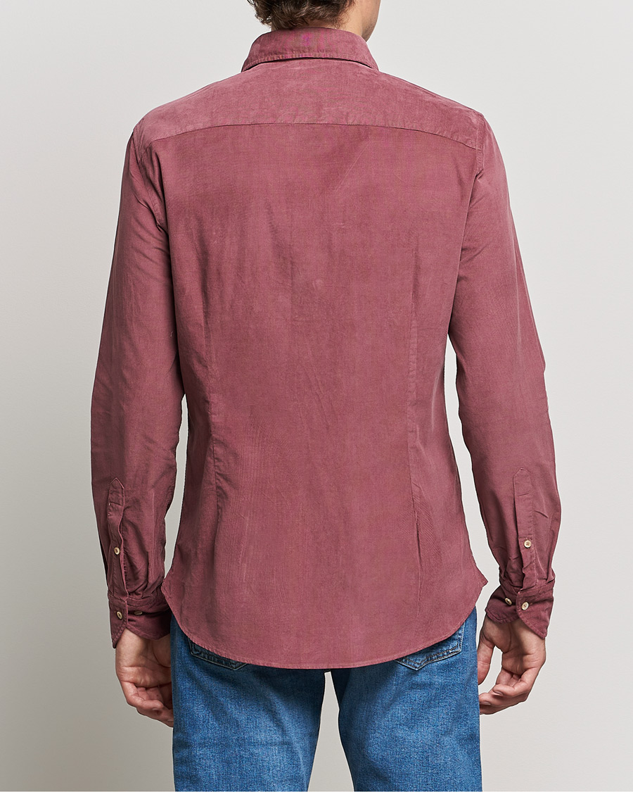 Herren | Hemden | Stenströms | Slimline Washed Cut Away Corduroy Shirt Wine Red