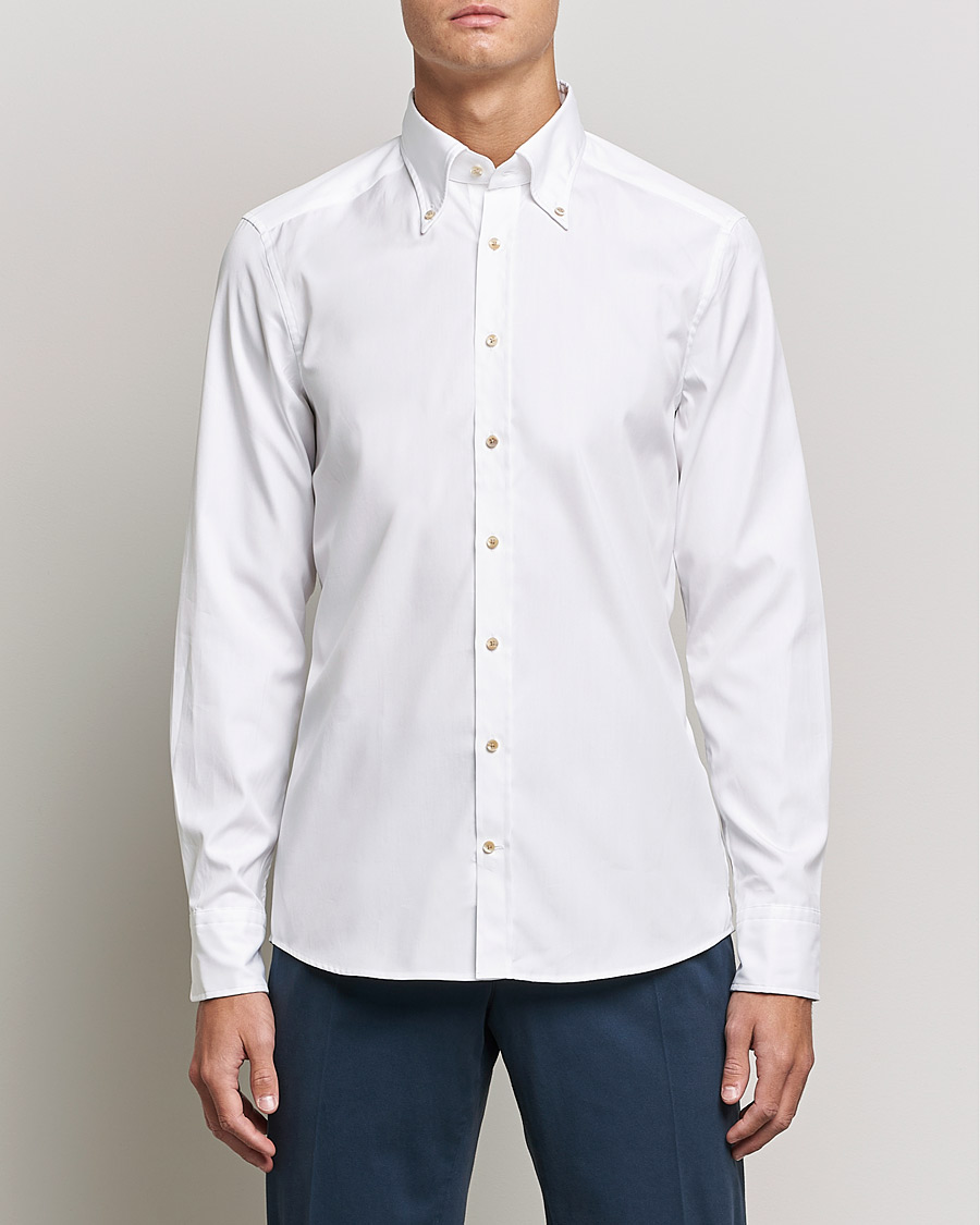 Herren | Hemden | Stenströms | Slimline Button Down Pinpoint Oxford Shirt White