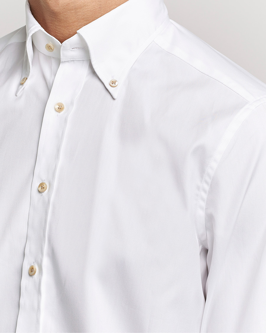 Herren | Hemden | Stenströms | Slimline Button Down Pinpoint Oxford Shirt White