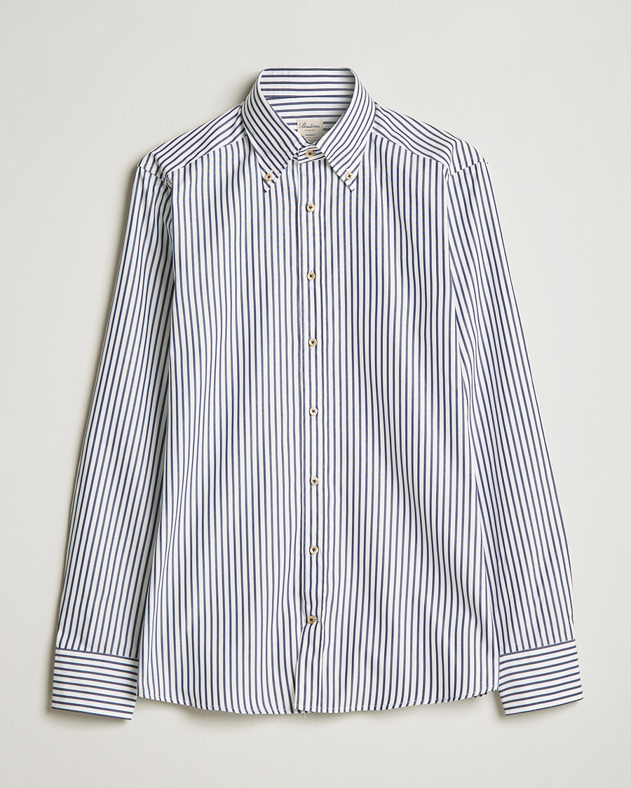 Herren | Hemden | Stenströms | Slimline Striped Pinpoint Oxford Shirt Blue