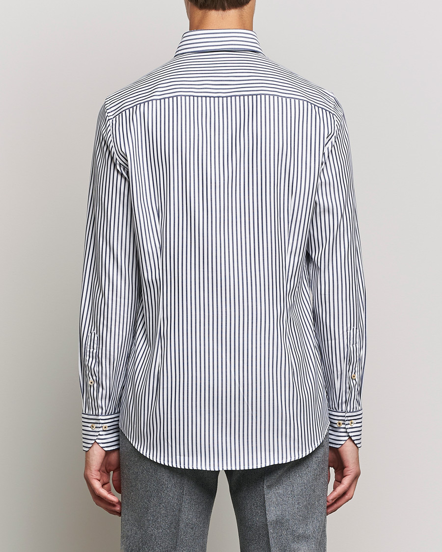 Herren | Hemden | Stenströms | Slimline Striped Pinpoint Oxford Shirt Blue
