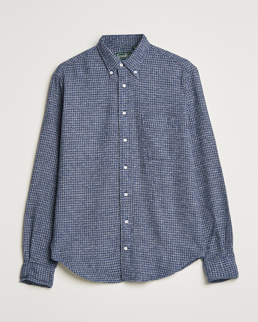 Herren | Hemden | Gitman Vintage | Button Down Houndstooth Flannel Shirt Dark Blue