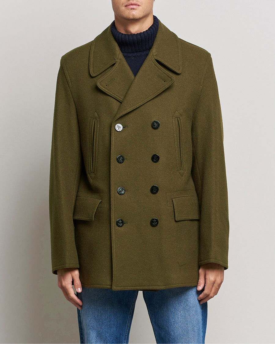 Herren | Jacken | Gloverall | Churchill Reefer Peacoat Loden Green