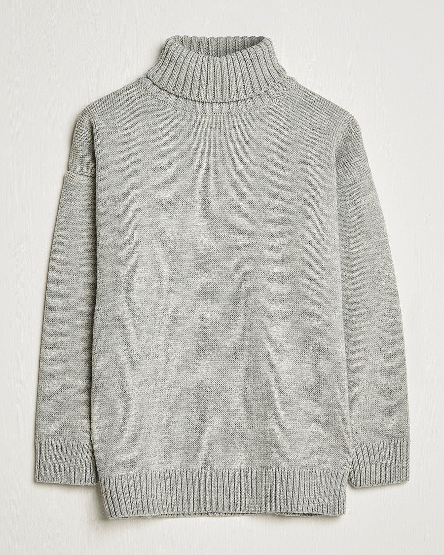Herren | Pullover | Gloverall | Submariner Chunky Wool Roll Neck Light Grey