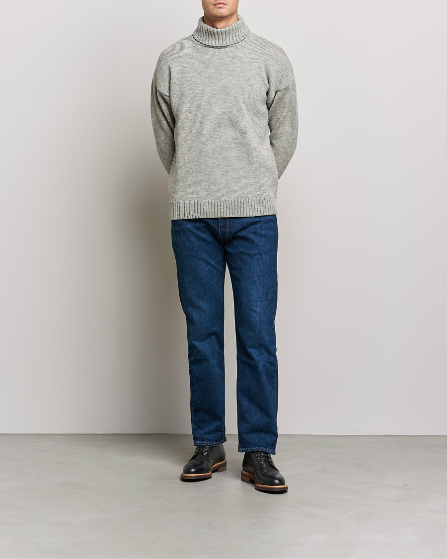 Herren | Pullover | Gloverall | Submariner Chunky Wool Roll Neck Light Grey