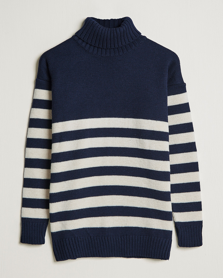 Herren | Pullover | Gloverall | Breton Submariner Wool Rollneck Navy/Ecru