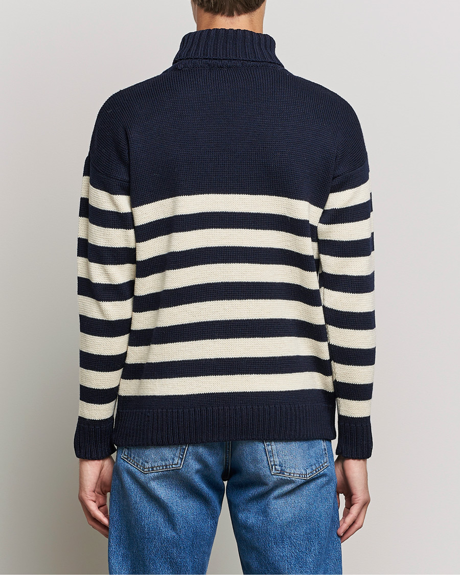 Herren | Pullover | Gloverall | Breton Submariner Wool Rollneck Navy/Ecru