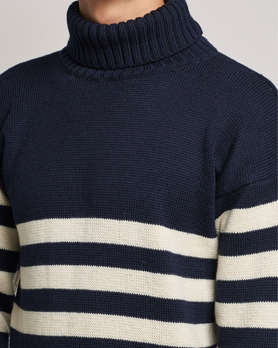 Herren | Pullover | Gloverall | Breton Submariner Wool Rollneck Navy/Ecru