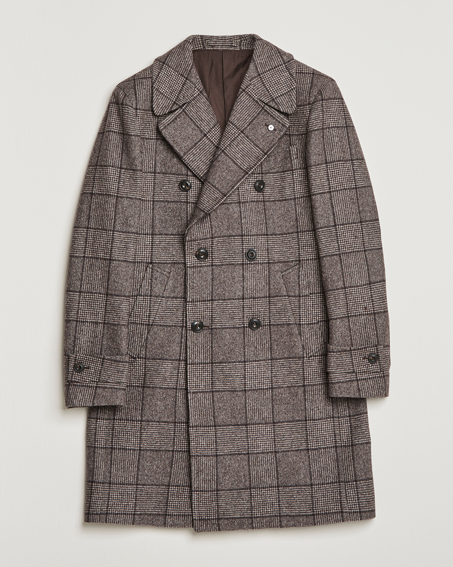 Herren | Jacken | L.B.M. 1911 | Double Breasted Checked Wool Coat Brown