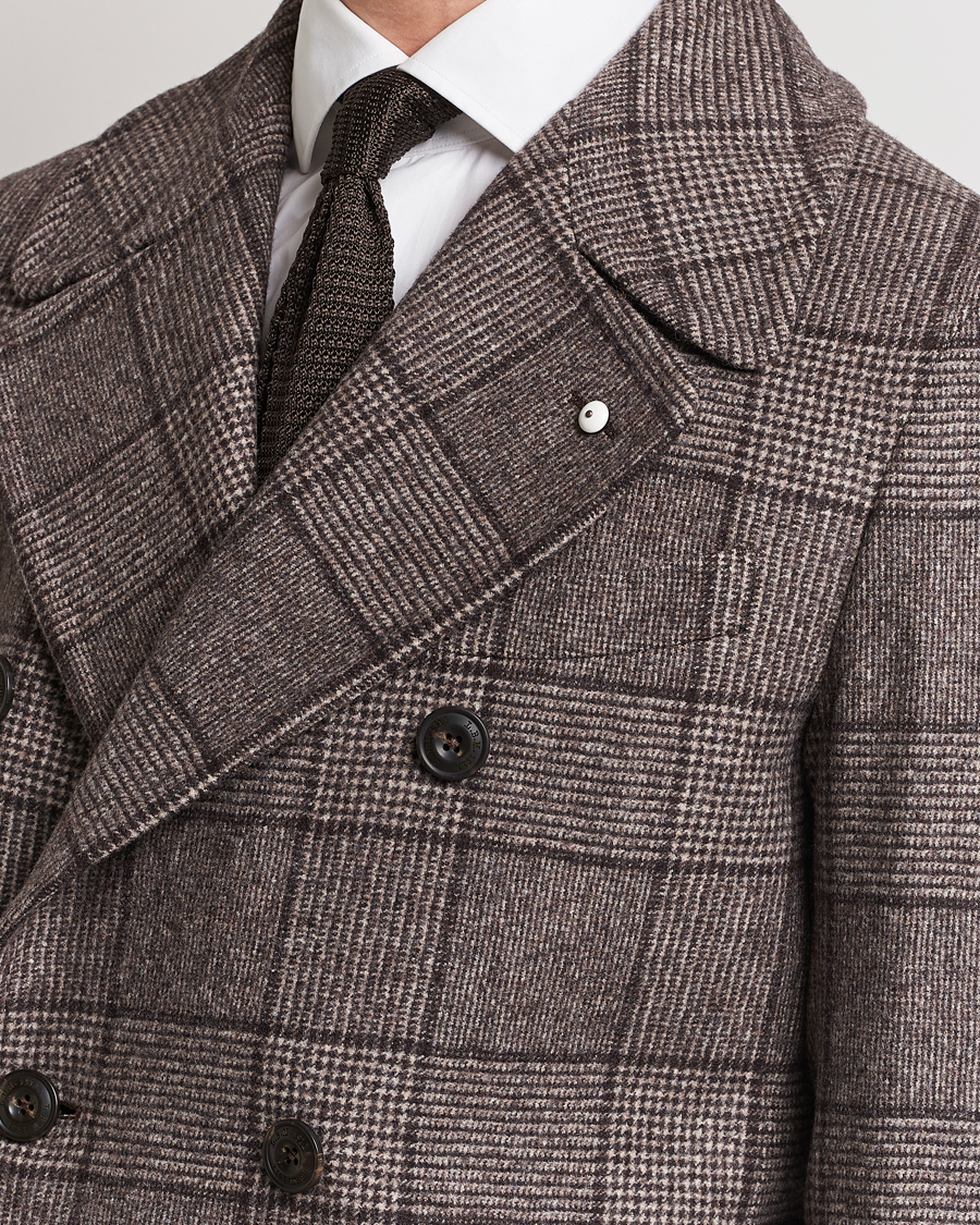 Herren | Jacken | L.B.M. 1911 | Double Breasted Checked Wool Coat Brown