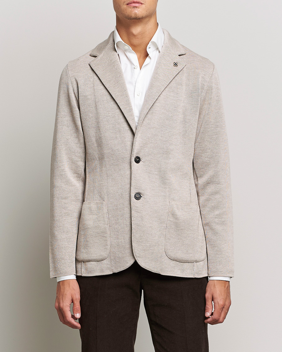Herren | Sakkos | Lardini | Knitted Wool Blazer Beige