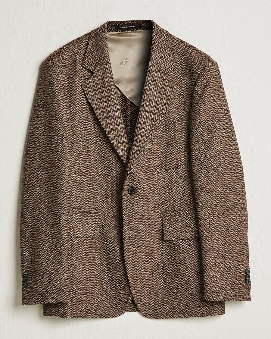 Herren | Sakkos | Oscar Jacobson | Fares Moon Herringbone Tweed Blazer Brown