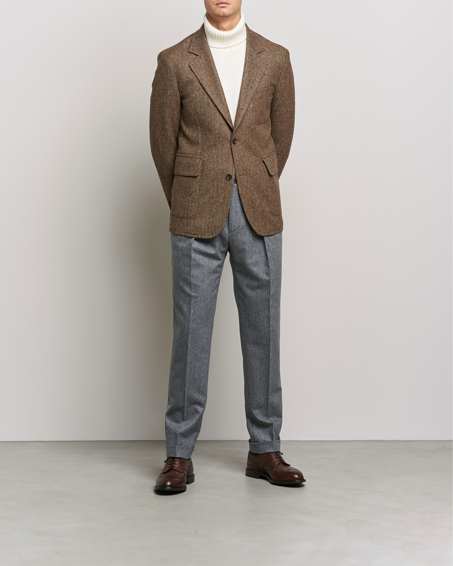 Herren | Sakkos | Oscar Jacobson | Fares Moon Herringbone Tweed Blazer Brown