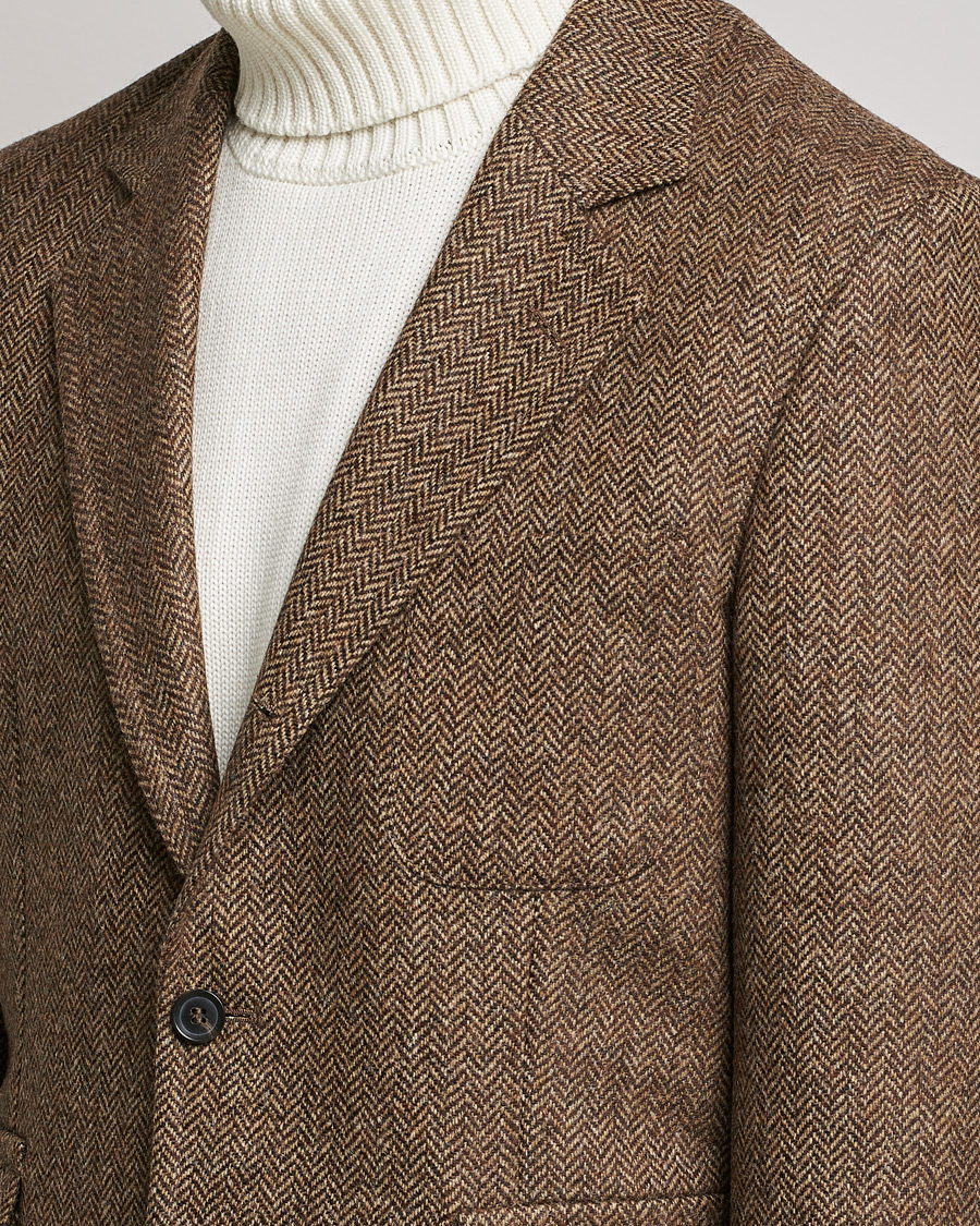 Herren | Sakkos | Oscar Jacobson | Fares Moon Herringbone Tweed Blazer Brown