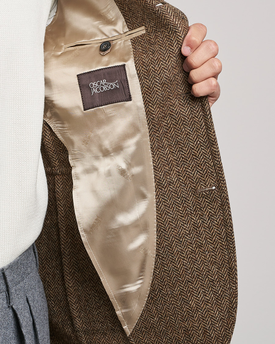 Herren | Sakkos | Oscar Jacobson | Fares Moon Herringbone Tweed Blazer Brown