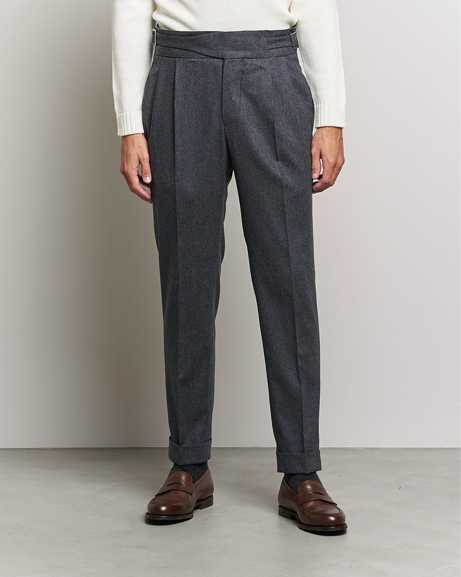 Herren | Hosen | Oscar Jacobson | Gurkha Flannel Trousers Charcoal