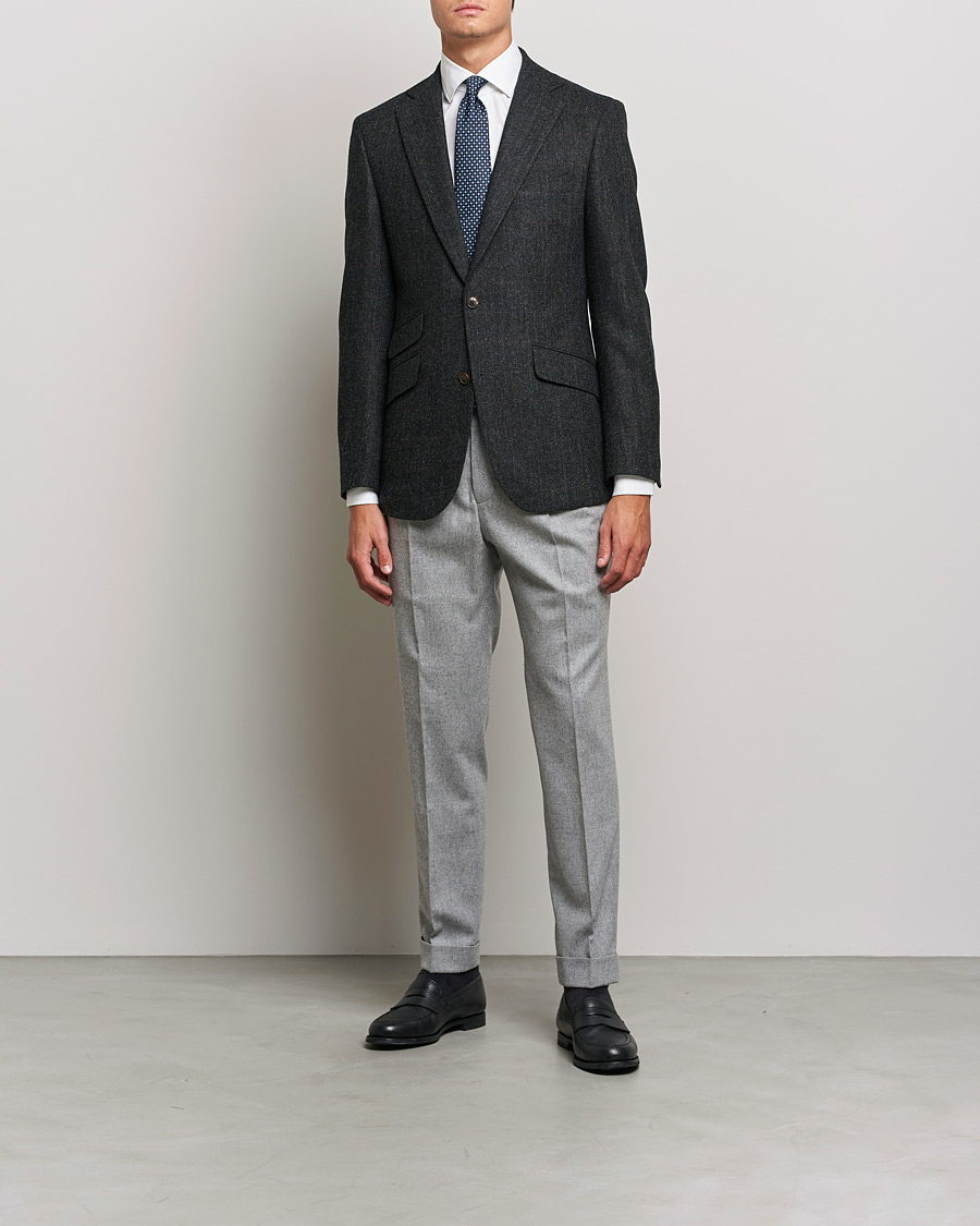 Herren | Hosen | Oscar Jacobson | Gurkha Flannel Trousers Light Grey