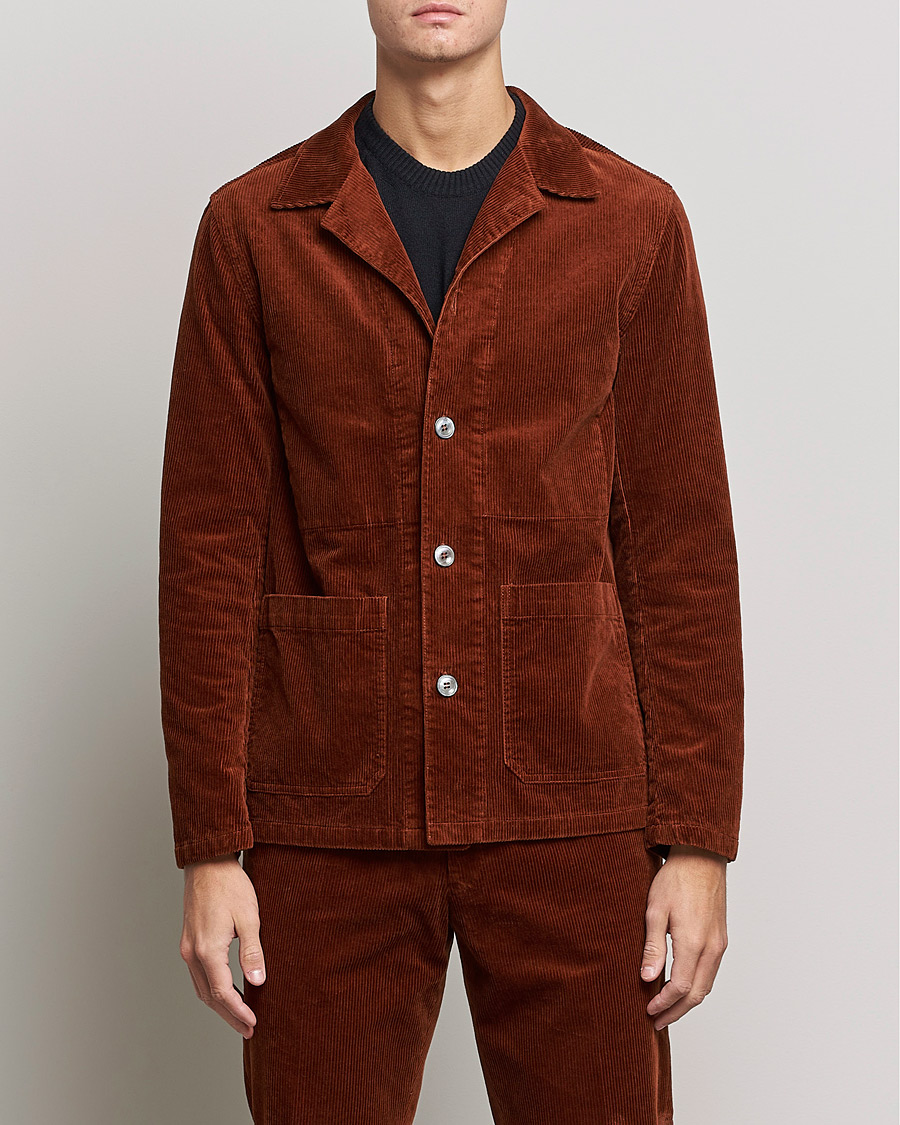 Herren | Hemden | Oscar Jacobson | Hampus Corduroy Shirt Jacket Orange