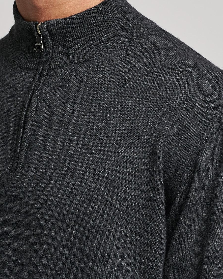 Herren | Pullover | Oscar Jacobson | Patton Wool/Cashmere Half Zip Charcoal