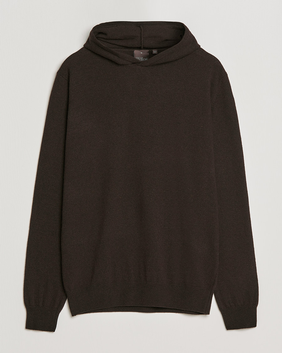 Herren | Pullover | Oscar Jacobson | Pascal Wool/Cashmere Hoodie Brown