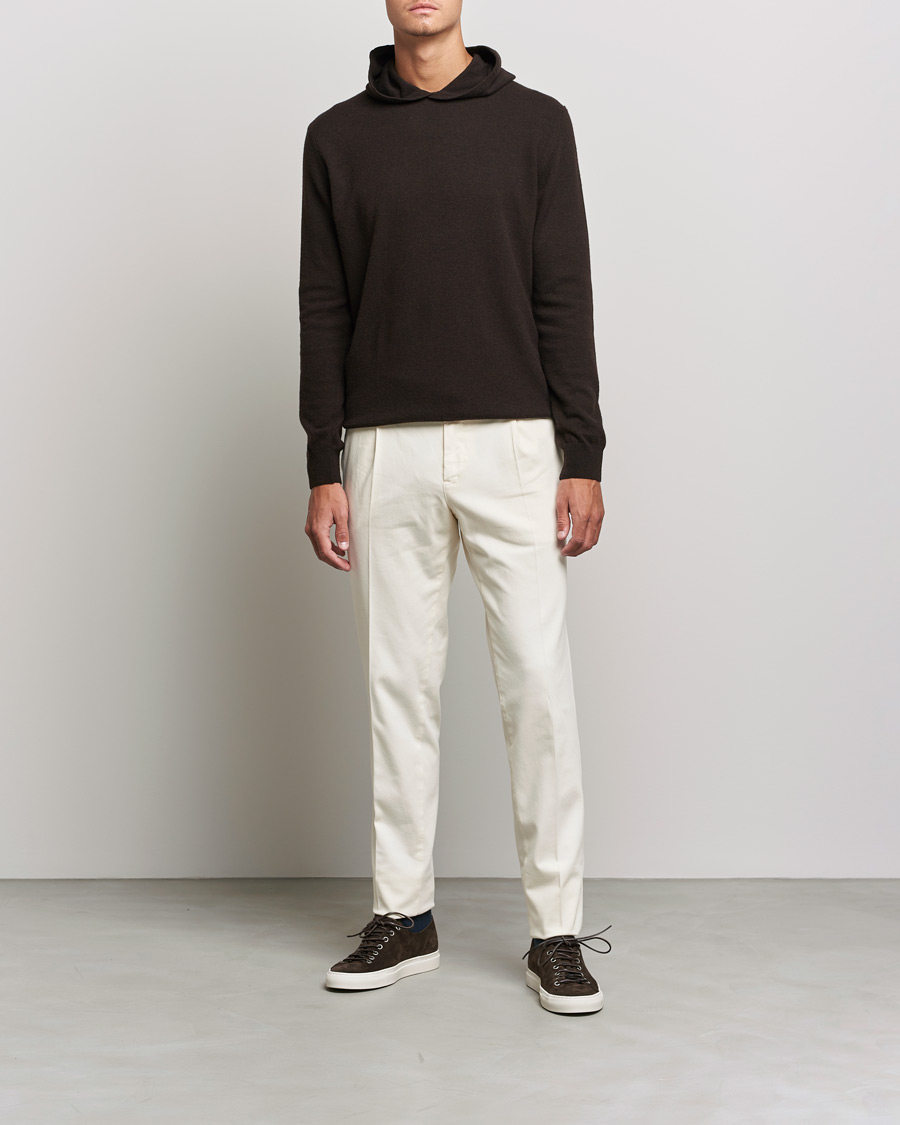 Herren | Pullover | Oscar Jacobson | Pascal Wool/Cashmere Hoodie Brown