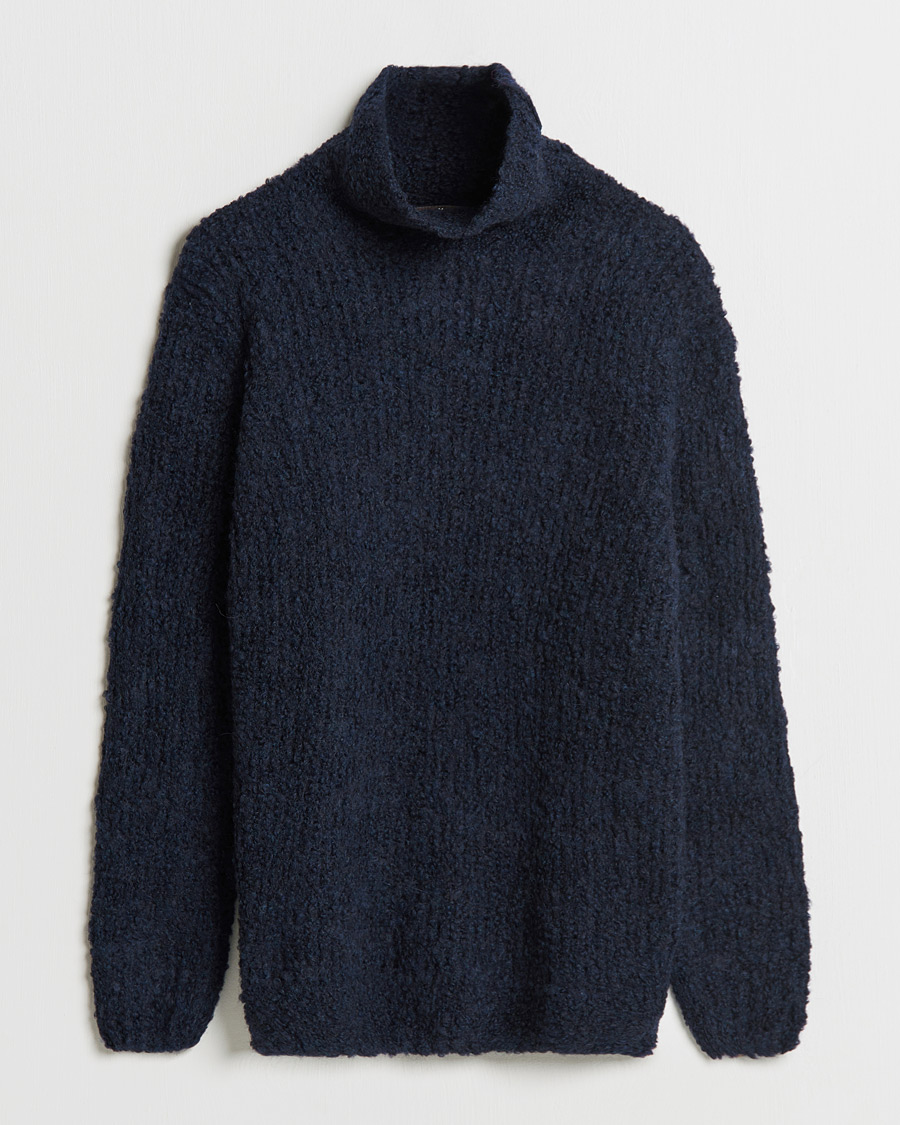 Herren | Pullover | Oscar Jacobson | Krister Wool/Alpaca Rollneck Navy