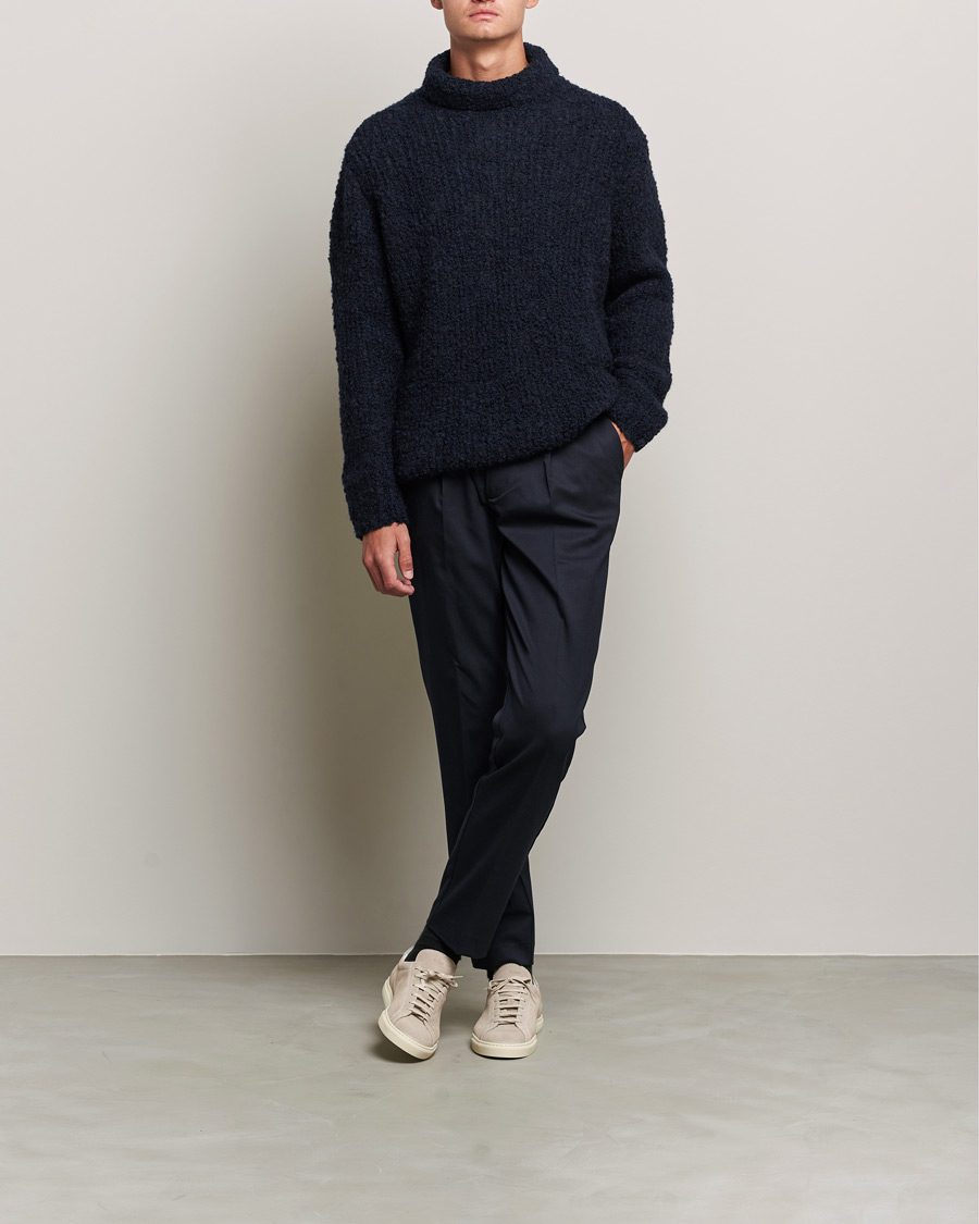 Herren | Pullover | Oscar Jacobson | Krister Wool/Alpaca Rollneck Navy