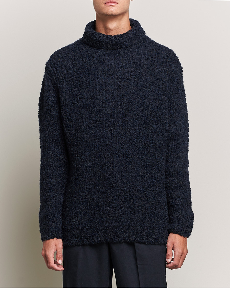 Herren | Pullover | Oscar Jacobson | Krister Wool/Alpaca Rollneck Navy