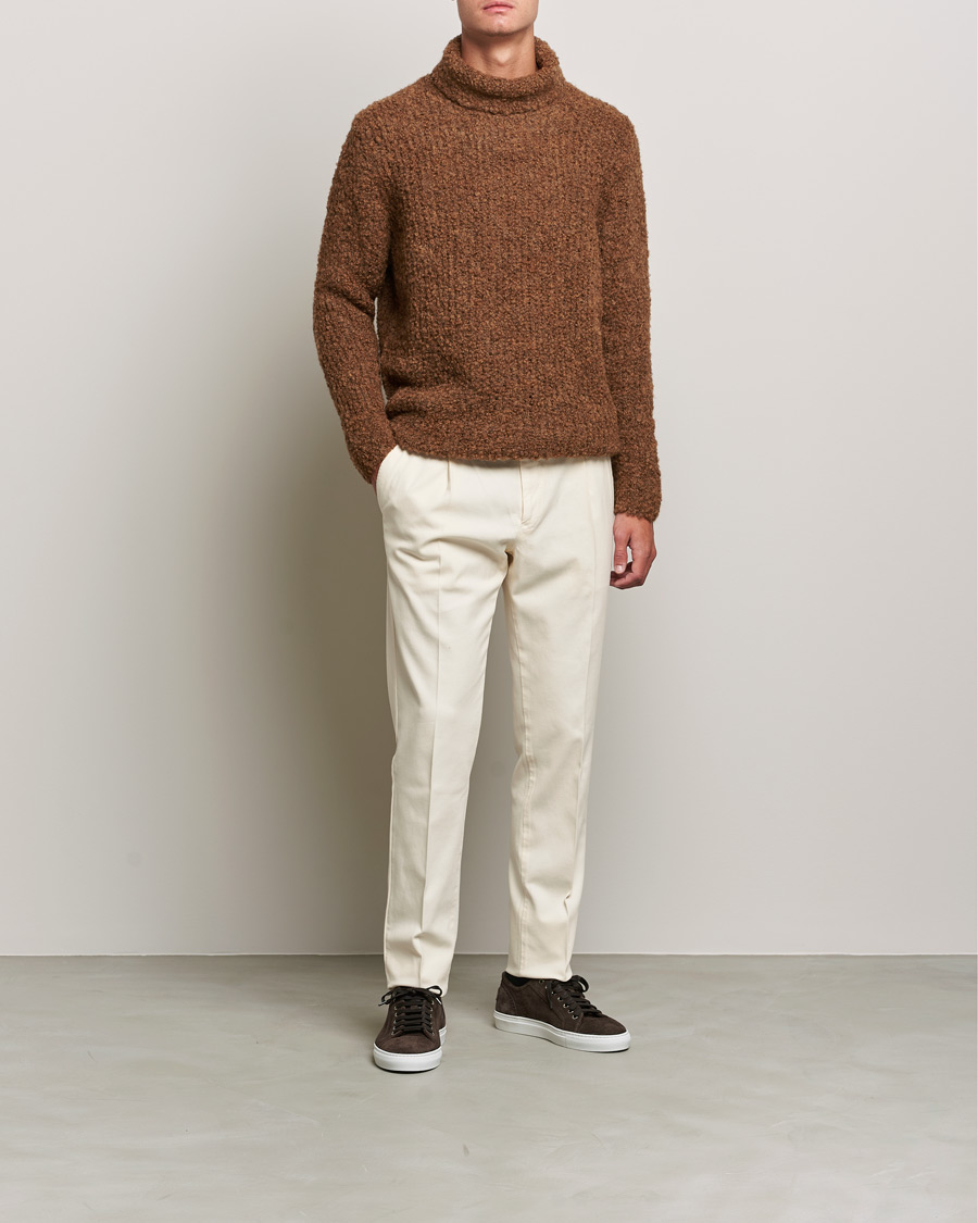 Herren | Pullover | Oscar Jacobson | Krister Wool/Alpaca Rollneck Dark Brown
