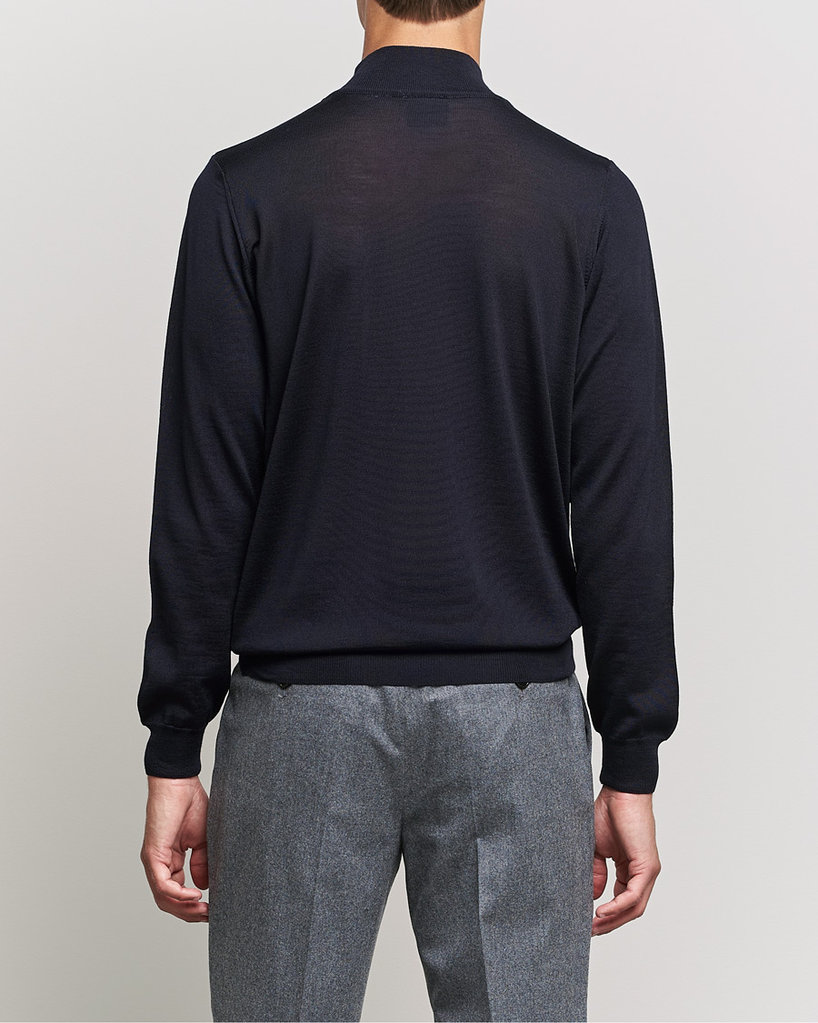 Herren | Pullover | Oscar Jacobson | Hilton Extrafine Merino Mock Neck Navy