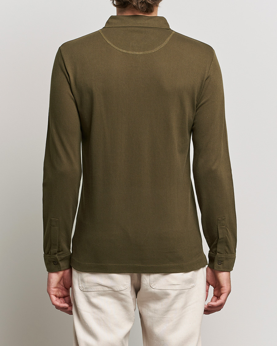 Herren | Pullover | Sunspel | Riviera Long Sleve Polo Dark Moss
